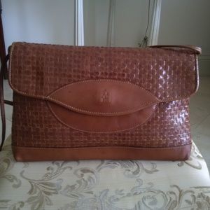 FENDI Brown Woven Leather Handbag Vintage